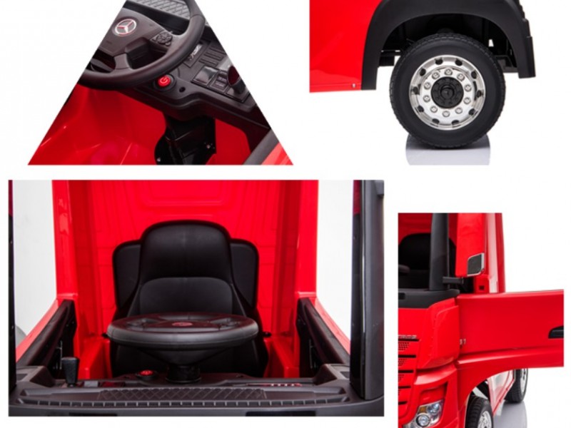 Ηλεκτροκίνητο Παιδικό Φορτηγό Mercedes Benz Actros Licensed 12V με Δερμάτινο Κάθισμα και Λάστιχα Τύπου Αυτοκινήτου σε Κόκκινο χρώμα