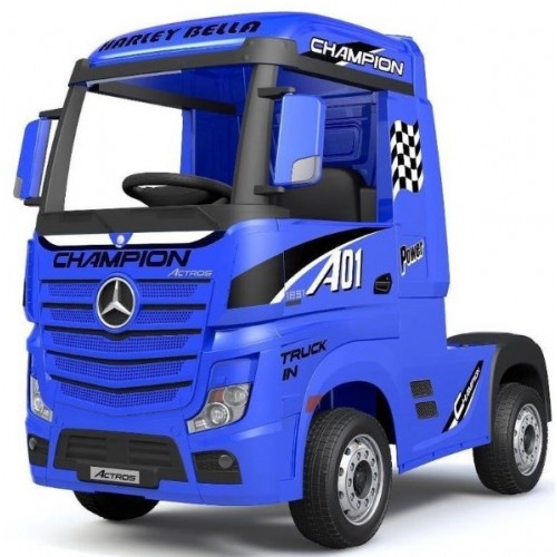 Ηλεκτροκίνητο Παιδικό Φορτηγό Mercedes Benz Actros Licensed 12V με Δερμάτινο Κάθισμα και Λάστιχα Τύπου Αυτοκινήτου Μπλε