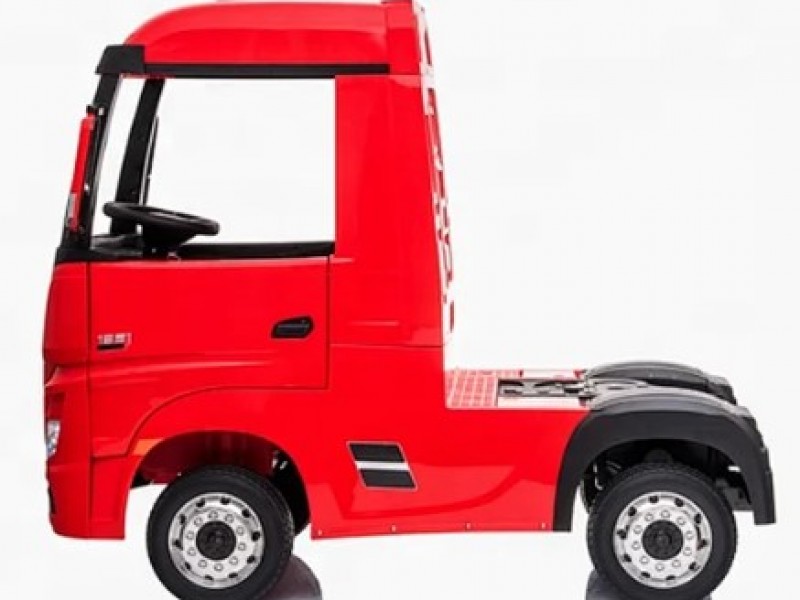 Ηλεκτροκίνητο Παιδικό Φορτηγό Mercedes Benz Actros Licensed 12V με Δερμάτινο Κάθισμα και Λάστιχα Τύπου Αυτοκινήτου σε Κόκκινο χρώμα