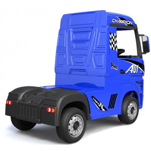 Ηλεκτροκίνητο Παιδικό Φορτηγό Mercedes Benz Actros Licensed 12V με Δερμάτινο Κάθισμα και Λάστιχα Τύπου Αυτοκινήτου Μπλε