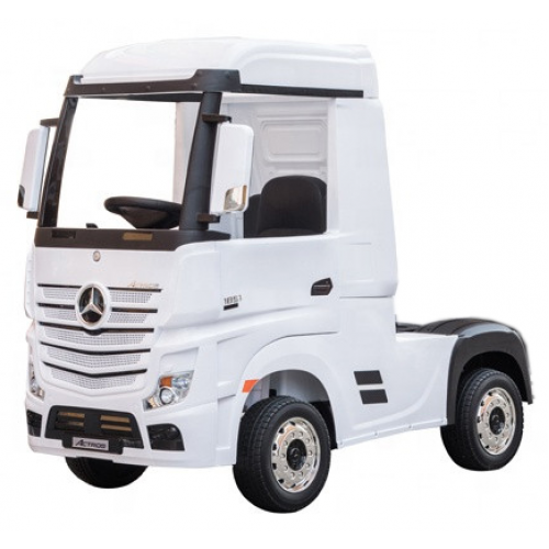 Ηλεκτροκίνητο Παιδικό Φορτηγό Mercedes Benz Actros Licensed 12V με Δερμάτινο Κάθισμα και Λάστιχα Τύπου Αυτοκινήτου Λευκό
