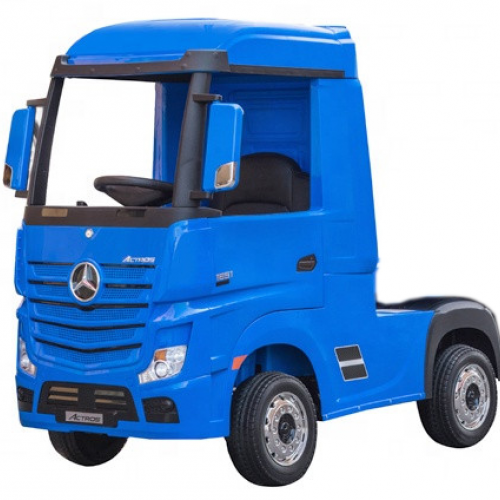 Ηλεκτροκίνητο Παιδικό Φορτηγό Mercedes Benz Actros Licensed 12V με Δερμάτινο Κάθισμα και Λάστιχα Τύπου Αυτοκινήτου σε μπλε χρώμα