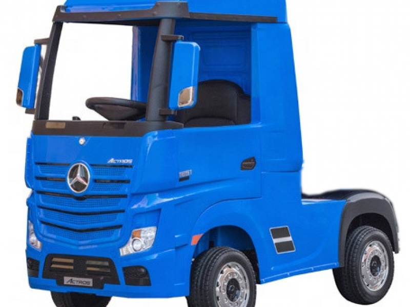 Ηλεκτροκίνητο Παιδικό Φορτηγό Mercedes Benz Actros Licensed 12V με Δερμάτινο Κάθισμα και Λάστιχα Τύπου Αυτοκινήτου σε μπλε χρώμα