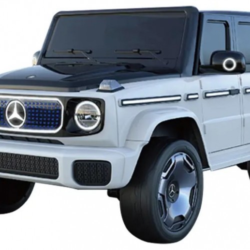 Ηλεκτροκίνητο Παιδικό αυτοκίνητο Licensed Mercedes Benz EQG με δερμάτινα καθίσματα και ελαστικά τύπου αυτοκινήτου σε Λευκό