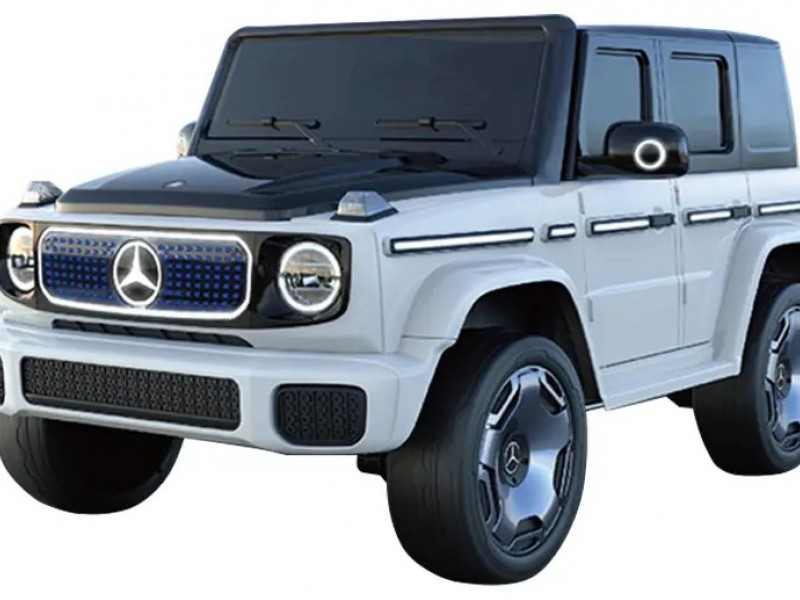 Ηλεκτροκίνητο Παιδικό αυτοκίνητο Licensed Mercedes Benz EQG με δερμάτινα καθίσματα και ελαστικά τύπου αυτοκινήτου σε Λευκό