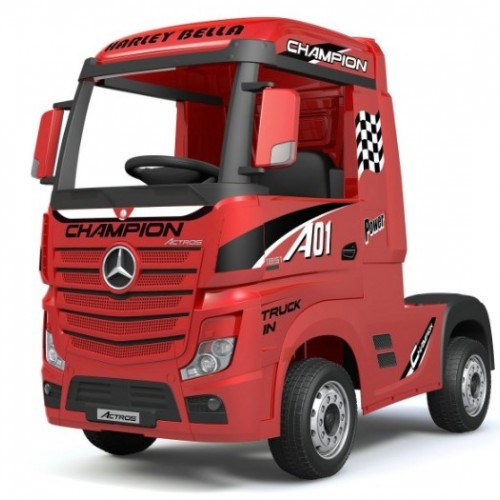 Ηλεκτροκίνητο Παιδικό Φορτηγό Mercedes Benz Actros Licensed 12V με Δερμάτινο Κάθισμα και Λάστιχα Τύπου Αυτοκινήτου Κόκκινο
