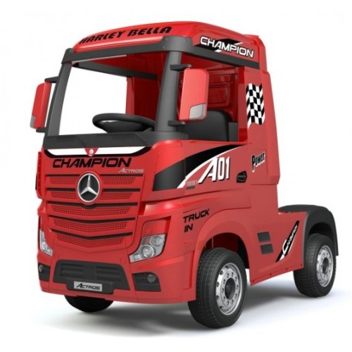 Ηλεκτροκίνητο Παιδικό Φορτηγό Mercedes Benz Actros Licensed 12V με Δερμάτινο Κάθισμα και Λάστιχα Τύπου Αυτοκινήτου Κόκκινο
