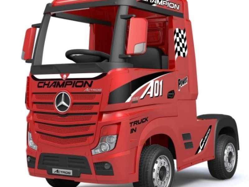 Ηλεκτροκίνητο Παιδικό Φορτηγό Mercedes Benz Actros Licensed 12V με Δερμάτινο Κάθισμα και Λάστιχα Τύπου Αυτοκινήτου Κόκκινο