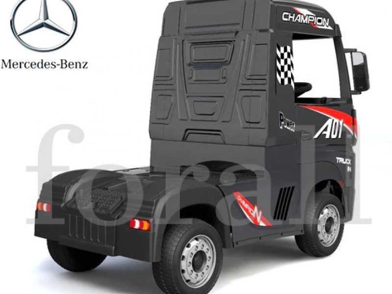 Ηλεκτροκίνητο Παιδικό Φορτηγό Mercedes Benz Actros Licensed 12V με Δερμάτινο Κάθισμα και Λάστιχα Τύπου Αυτοκινήτου μαύρο