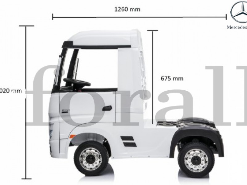 Ηλεκτροκίνητο Παιδικό Φορτηγό Mercedes Benz Actros Licensed 12V με Δερμάτινο Κάθισμα και Λάστιχα Τύπου Αυτοκινήτου Λευκό