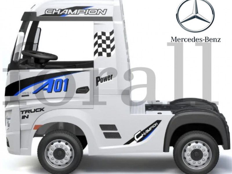 Ηλεκτροκίνητο Παιδικό Φορτηγό Mercedes Benz Actros Licensed 12V με Δερμάτινο Κάθισμα και Λάστιχα Τύπου Αυτοκινήτου Λευκό