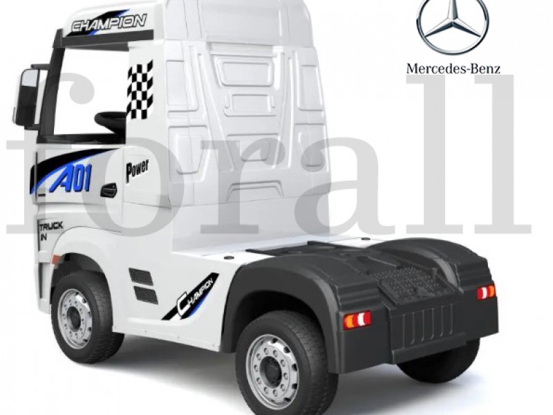 Ηλεκτροκίνητο Παιδικό Φορτηγό Mercedes Benz Actros Licensed 12V με Δερμάτινο Κάθισμα και Λάστιχα Τύπου Αυτοκινήτου Λευκό