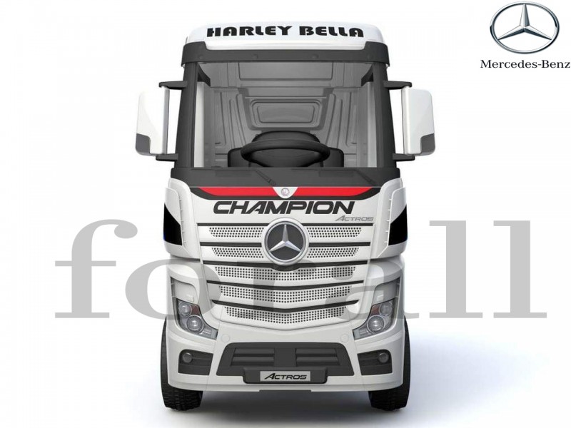 Ηλεκτροκίνητο Παιδικό Φορτηγό Mercedes Benz Actros Licensed 12V με Δερμάτινο Κάθισμα και Λάστιχα Τύπου Αυτοκινήτου Λευκό