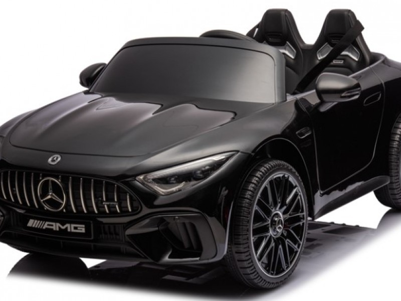 Ηλεκτροκίνητο Παιδικό αυτοκίνητο Licensed Mercedes AMG SL63 12V με δερμάτινα καθίσματα και ελαστικά τύπου αυτοκινήτου σε Μαύρο