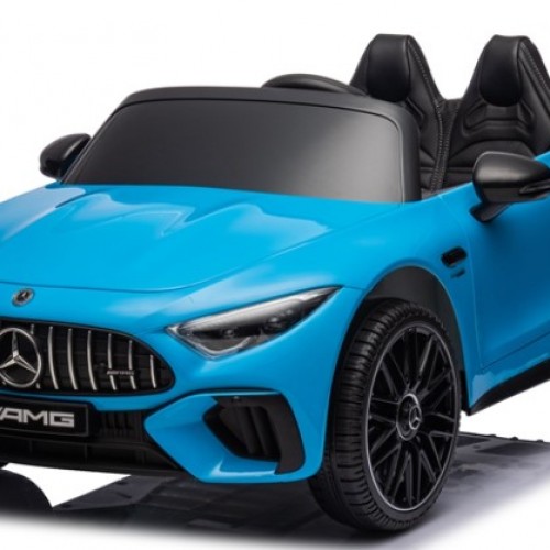 Ηλεκτροκίνητο Παιδικό αυτοκίνητο Licensed Mercedes AMG SL63 12V με δερμάτινα καθίσματα και ελαστικά τύπου αυτοκινήτου σε μπλε