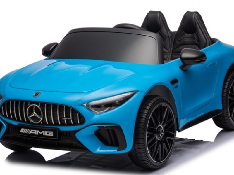 Ηλεκτροκίνητο Παιδικό αυτοκίνητο Licensed Mercedes AMG SL63 12V με δερμάτινα καθίσματα και ελαστικά τύπου αυτοκινήτου σε μπλε