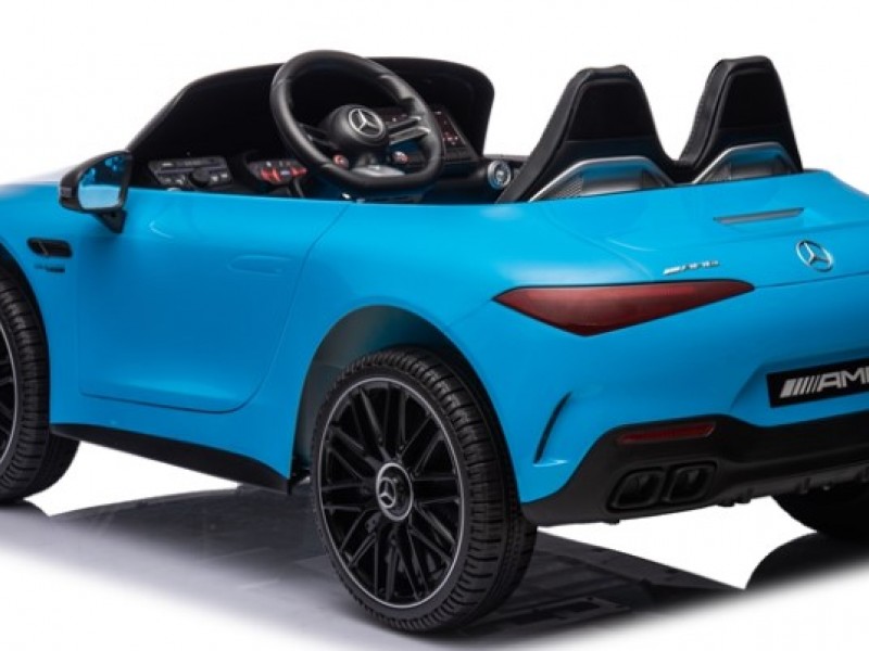 Ηλεκτροκίνητο Παιδικό αυτοκίνητο Licensed Mercedes AMG SL63 12V με δερμάτινα καθίσματα και ελαστικά τύπου αυτοκινήτου σε μπλε