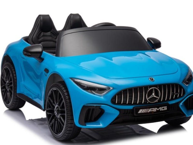 Ηλεκτροκίνητο Παιδικό αυτοκίνητο Licensed Mercedes AMG SL63 12V με δερμάτινα καθίσματα και ελαστικά τύπου αυτοκινήτου σε μπλε