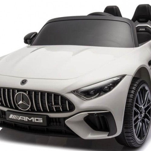 Ηλεκτροκίνητο Παιδικό αυτοκίνητο Licensed Mercedes AMG SL63 12V με δερμάτινα καθίσματα και ελαστικά τύπου αυτοκινήτου σε Λευκό