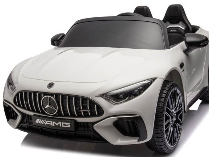 Ηλεκτροκίνητο Παιδικό αυτοκίνητο Licensed Mercedes AMG SL63 12V με δερμάτινα καθίσματα και ελαστικά τύπου αυτοκινήτου σε Λευκό