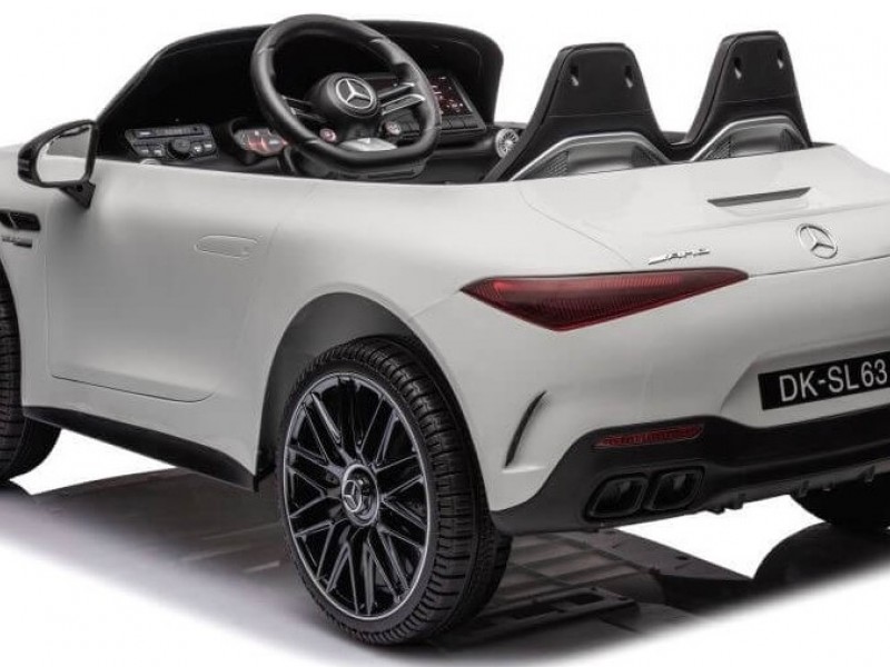 Ηλεκτροκίνητο Παιδικό αυτοκίνητο Licensed Mercedes AMG SL63 12V με δερμάτινα καθίσματα και ελαστικά τύπου αυτοκινήτου σε Λευκό
