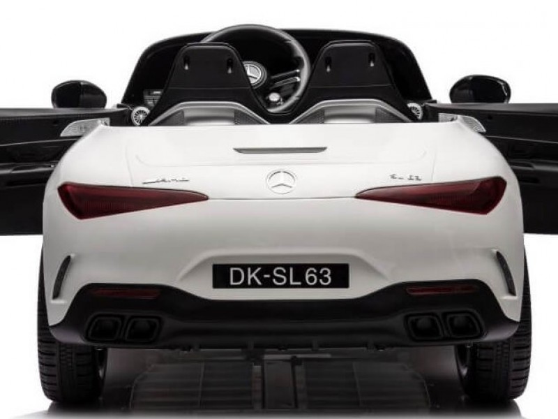 Ηλεκτροκίνητο Παιδικό αυτοκίνητο Licensed Mercedes AMG SL63 12V με δερμάτινα καθίσματα και ελαστικά τύπου αυτοκινήτου σε Λευκό