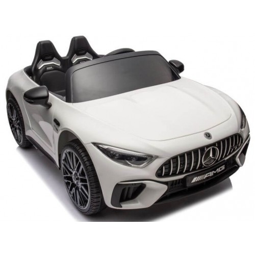 Ηλεκτροκίνητο Παιδικό αυτοκίνητο Licensed Mercedes AMG SL63 12V με δερμάτινα καθίσματα και ελαστικά τύπου αυτοκινήτου σε Λευκό