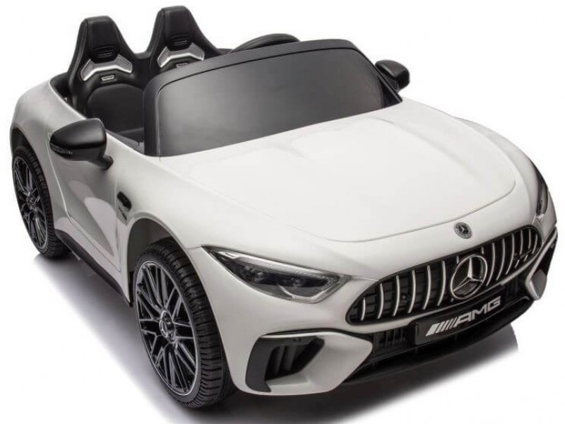 Ηλεκτροκίνητο Παιδικό αυτοκίνητο Licensed Mercedes AMG SL63 12V με δερμάτινα καθίσματα και ελαστικά τύπου αυτοκινήτου σε Λευκό