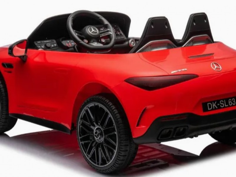 Ηλεκτροκίνητο Παιδικό αυτοκίνητο Licensed Mercedes AMG SL63 12V με δερμάτινα καθίσματα και ελαστικά τύπου αυτοκινήτου σε Κόκκινο