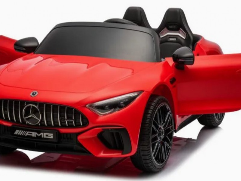 Ηλεκτροκίνητο Παιδικό αυτοκίνητο Licensed Mercedes AMG SL63 12V με δερμάτινα καθίσματα και ελαστικά τύπου αυτοκινήτου σε Κόκκινο