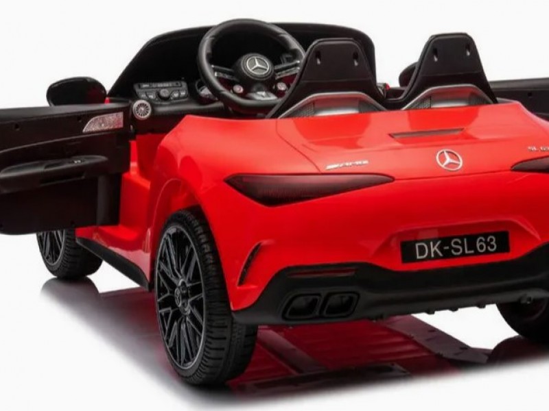 Ηλεκτροκίνητο Παιδικό αυτοκίνητο Licensed Mercedes AMG SL63 12V με δερμάτινα καθίσματα και ελαστικά τύπου αυτοκινήτου σε Κόκκινο