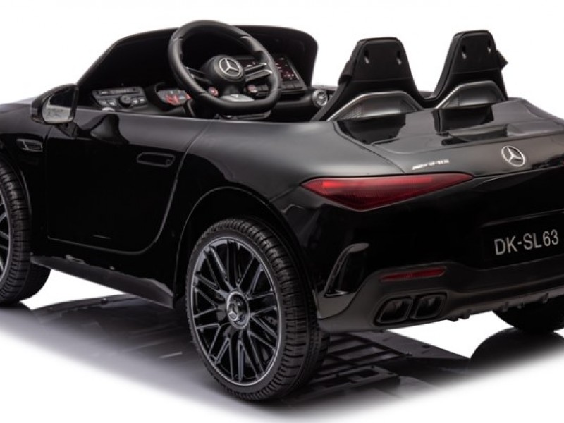 Ηλεκτροκίνητο Παιδικό αυτοκίνητο Licensed Mercedes AMG SL63 12V με δερμάτινα καθίσματα και ελαστικά τύπου αυτοκινήτου σε Μαύρο