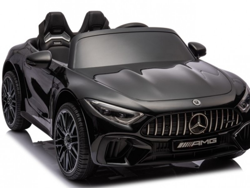 Ηλεκτροκίνητο Παιδικό αυτοκίνητο Licensed Mercedes AMG SL63 12V με δερμάτινα καθίσματα και ελαστικά τύπου αυτοκινήτου σε Μαύρο