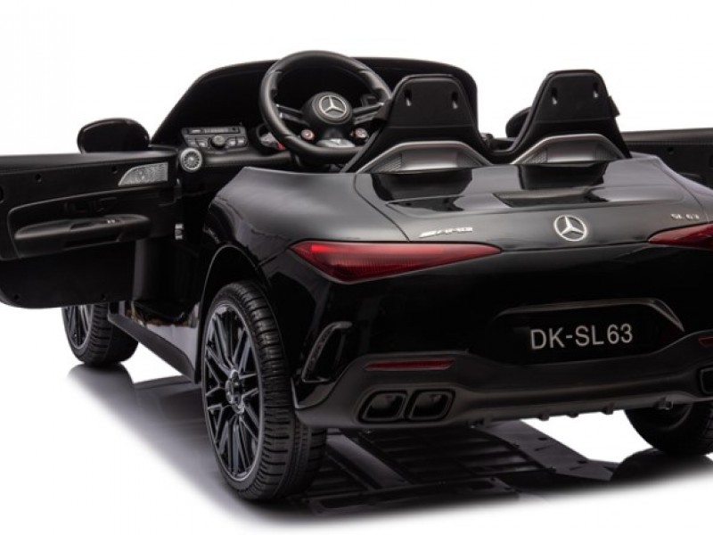 Ηλεκτροκίνητο Παιδικό αυτοκίνητο Licensed Mercedes AMG SL63 12V με δερμάτινα καθίσματα και ελαστικά τύπου αυτοκινήτου σε Μαύρο