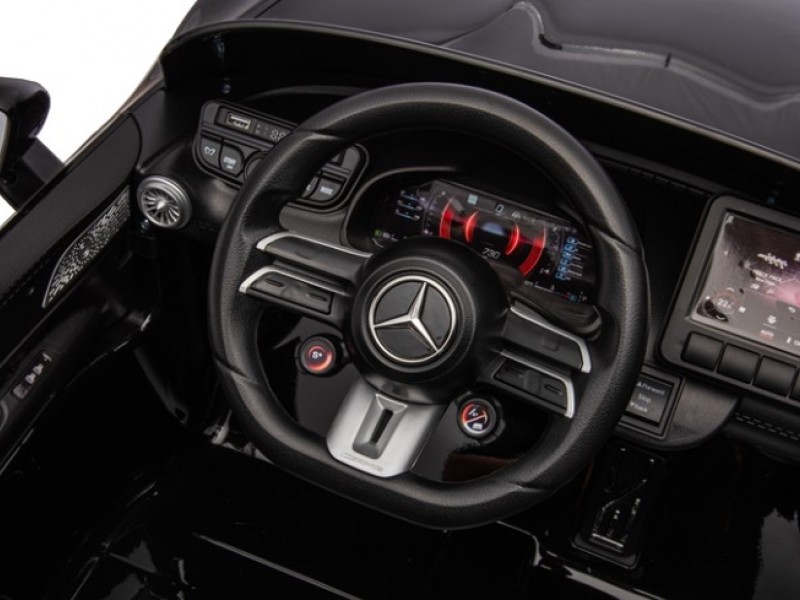 Ηλεκτροκίνητο Παιδικό αυτοκίνητο Licensed Mercedes AMG SL63 12V με δερμάτινα καθίσματα και ελαστικά τύπου αυτοκινήτου σε Μαύρο