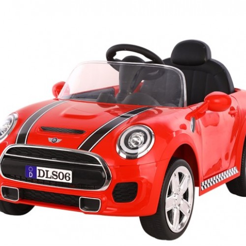 Ηλεκτροκίνητο παιδικό αυτοκίνητο τύπου MINI Cooper 12V με δερμάτινο κάθισμα και ελαστικά τύπου αυτοκινήτου κόκκινο
