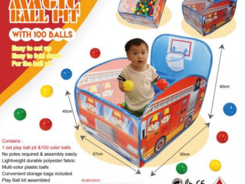 Παιδικός Παιδότοπος Παιχνιδιού Magic Fire Truck Ball pit 2 σε 1 με 100 μπαλάκια