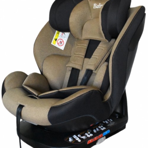 Καθισματάκι αυτοκινήτου Baby για βάρος 0 έως 36kg περιστρεφόμενο 360 μοίρες με isofix σε μπεζ