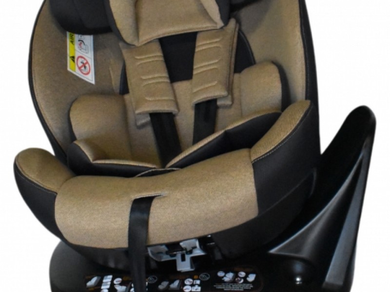 Καθισματάκι αυτοκινήτου Baby για βάρος 0 έως 36kg περιστρεφόμενο 360 μοίρες με isofix σε μπεζ