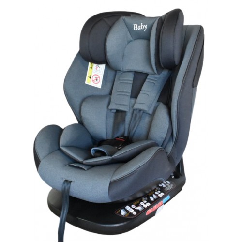 Καθισματάκι αυτοκινήτου Baby για βάρος 0 έως 36kg περιστρεφόμενο 360 μοίρες με isofix σε γκρι