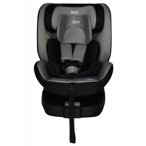 Καθισματάκι αυτοκινήτου Baby Plus ONE isofix για βάρος 0 έως 36kg περιστρεφόμενο 360 μοίρες σε μαύρο με γκρι