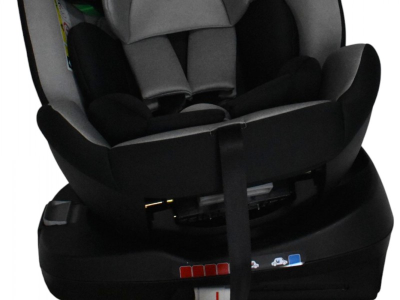Καθισματάκι αυτοκινήτου Baby Plus ONE isofix για βάρος 0 έως 36kg περιστρεφόμενο 360 μοίρες σε μαύρο με γκρι