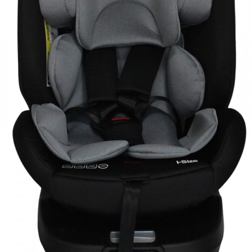 Καθισματάκι αυτοκινήτου Baby Plus ONE isofix για βάρος 0 έως 36kg περιστρεφόμενο 360 μοίρες σε μαύρο με σκούρο γκρι