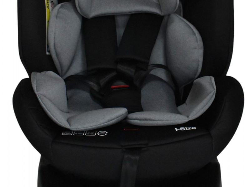 Καθισματάκι αυτοκινήτου Baby Plus ONE isofix για βάρος 0 έως 36kg περιστρεφόμενο 360 μοίρες σε μαύρο με σκούρο γκρι