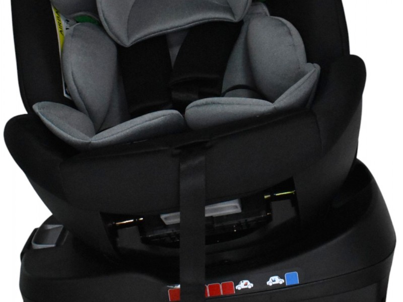 Καθισματάκι αυτοκινήτου Baby Plus ONE isofix για βάρος 0 έως 36kg περιστρεφόμενο 360 μοίρες σε μαύρο με σκούρο γκρι