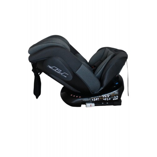 Καθισματάκι αυτοκινήτου Baby One isofix για βάρος 0 έως 36kg περιστρεφόμενο 360 μοίρες σε σκούρο γκρι με γκρι