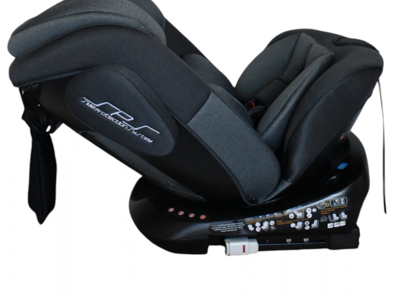 Καθισματάκι αυτοκινήτου Baby One isofix για βάρος 0 έως 36kg περιστρεφόμενο 360 μοίρες σε σκούρο γκρι με γκρι