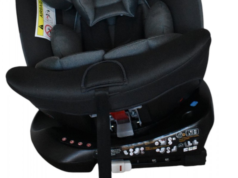 Καθισματάκι αυτοκινήτου Baby One isofix για βάρος 0 έως 36kg περιστρεφόμενο 360 μοίρες σε σκούρο γκρι με γκρι