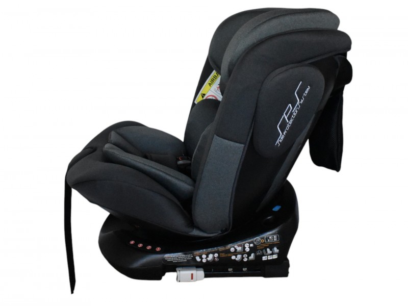 Καθισματάκι αυτοκινήτου Baby One isofix για βάρος 0 έως 36kg περιστρεφόμενο 360 μοίρες σε σκούρο γκρι με γκρι