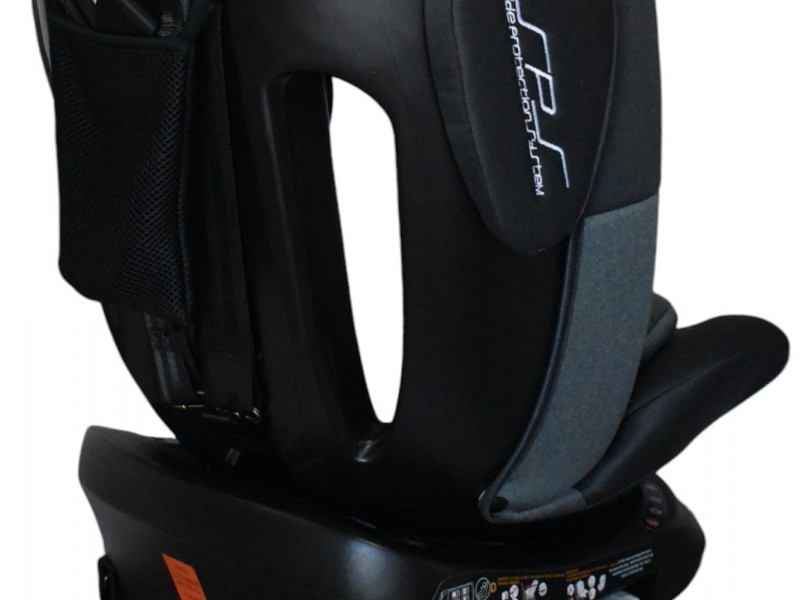 Καθισματάκι αυτοκινήτου Baby One isofix για βάρος 0 έως 36kg περιστρεφόμενο 360 μοίρες σε σκούρο γκρι με γκρι